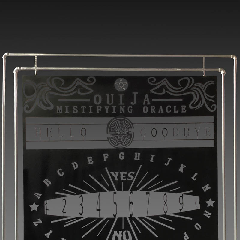 Ouija metal room divider close up