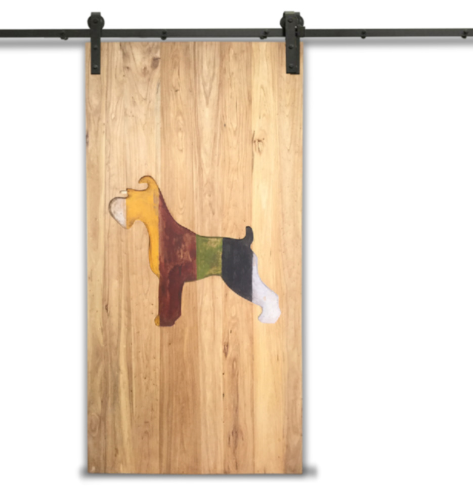 Smoke distress colour schnauzer barn door