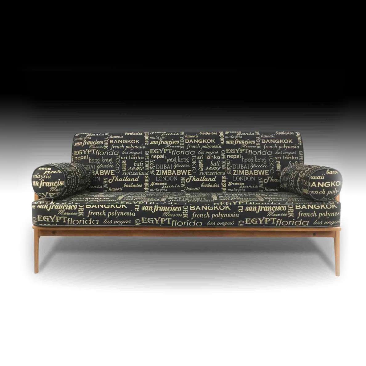 Francisco wooden sofa front view
