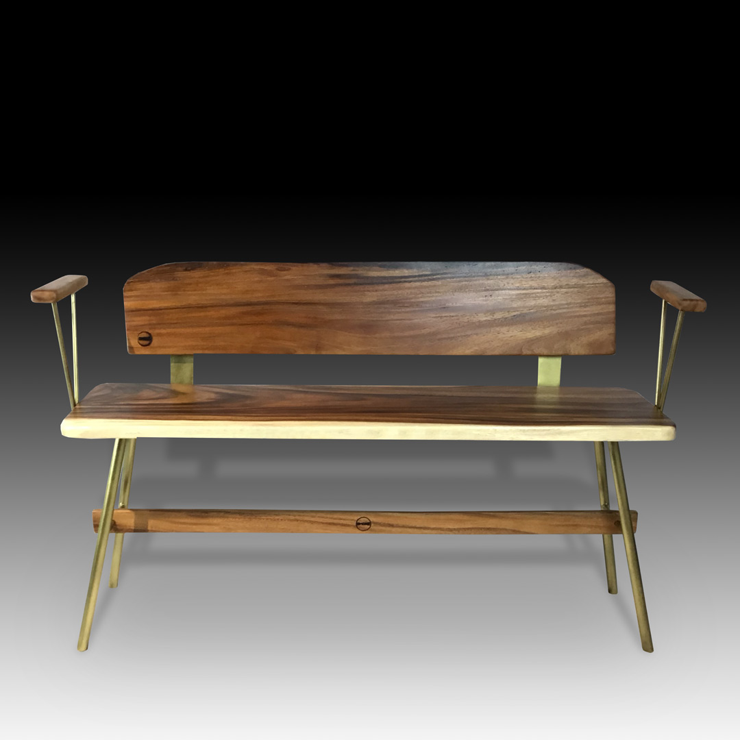 Vernon gold live edge wooden bench