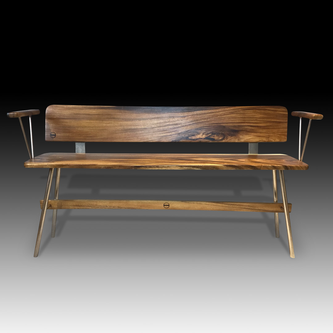 Vernon rose gold live edge wooden bench