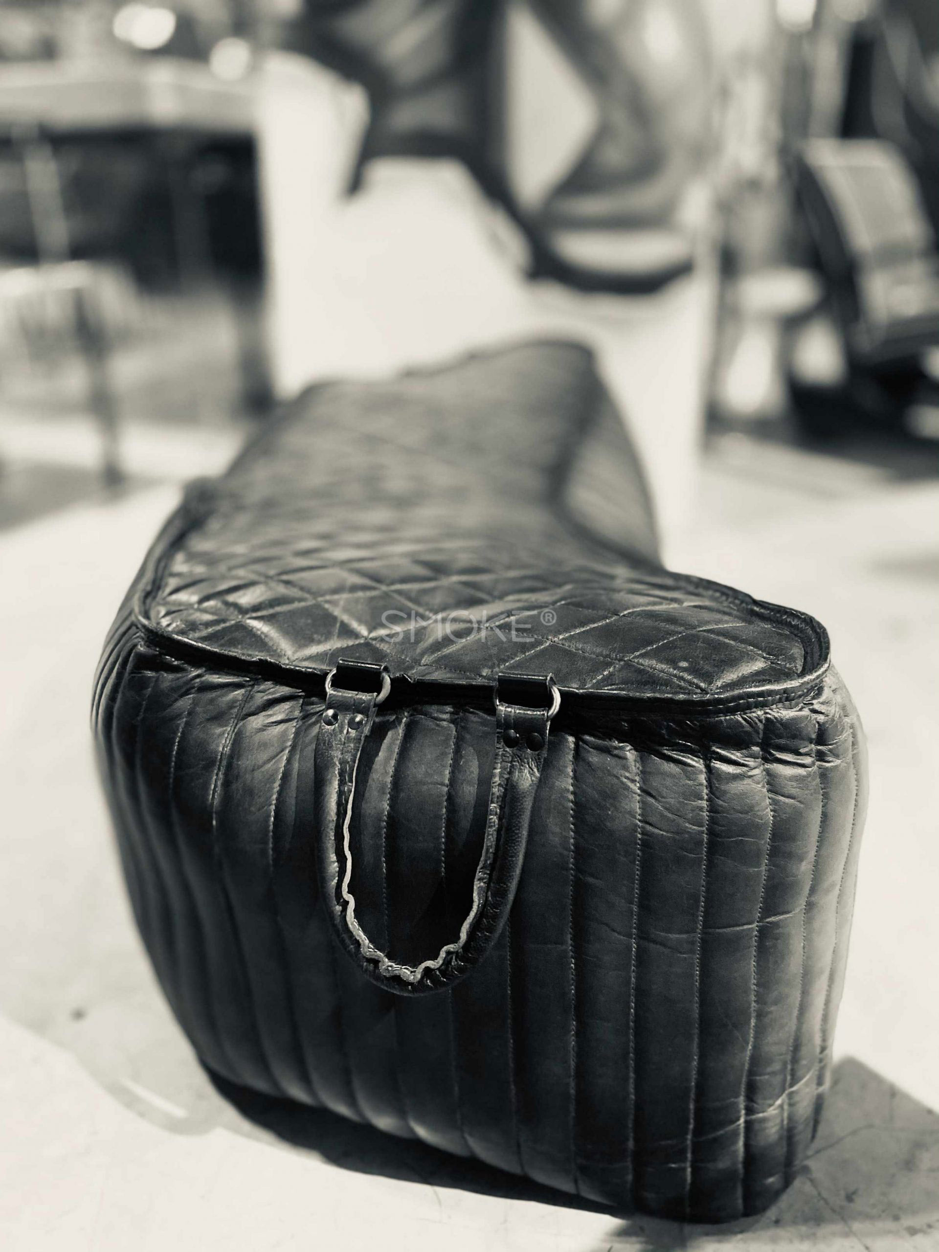 Leather pouf smoke with watermark