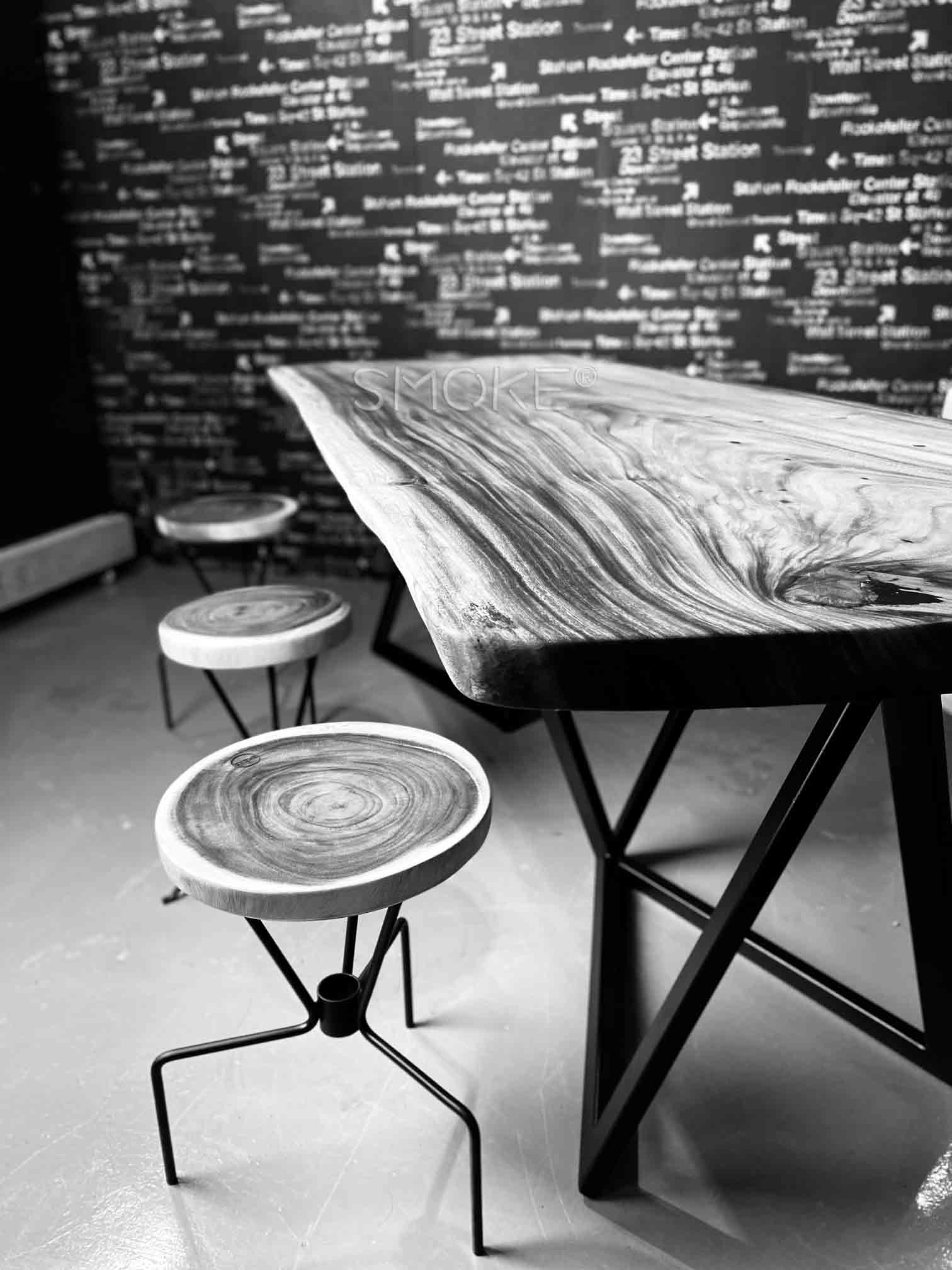 wooden table black & white