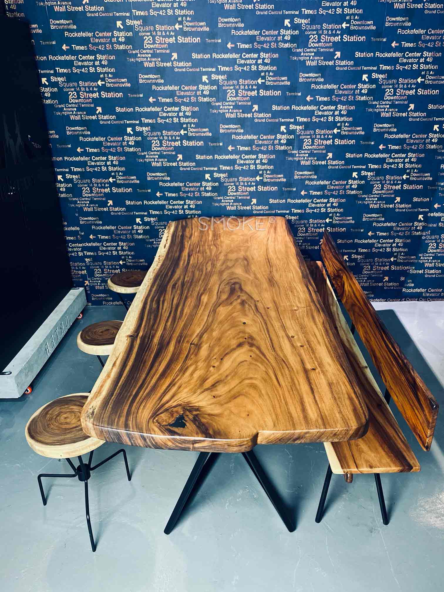 wooden live edge dining table