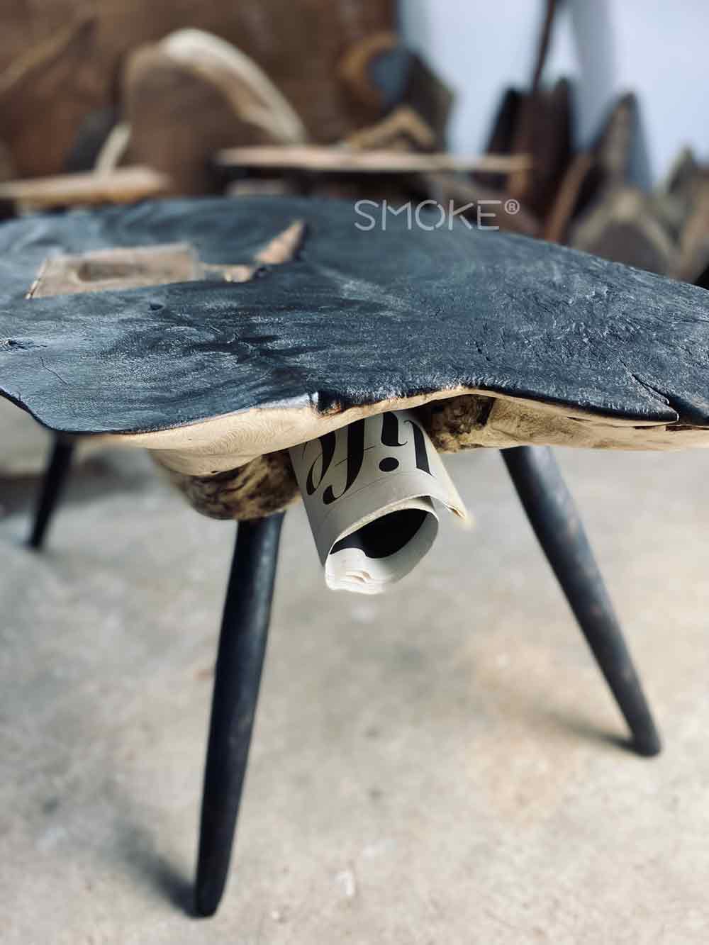 charred coffee table