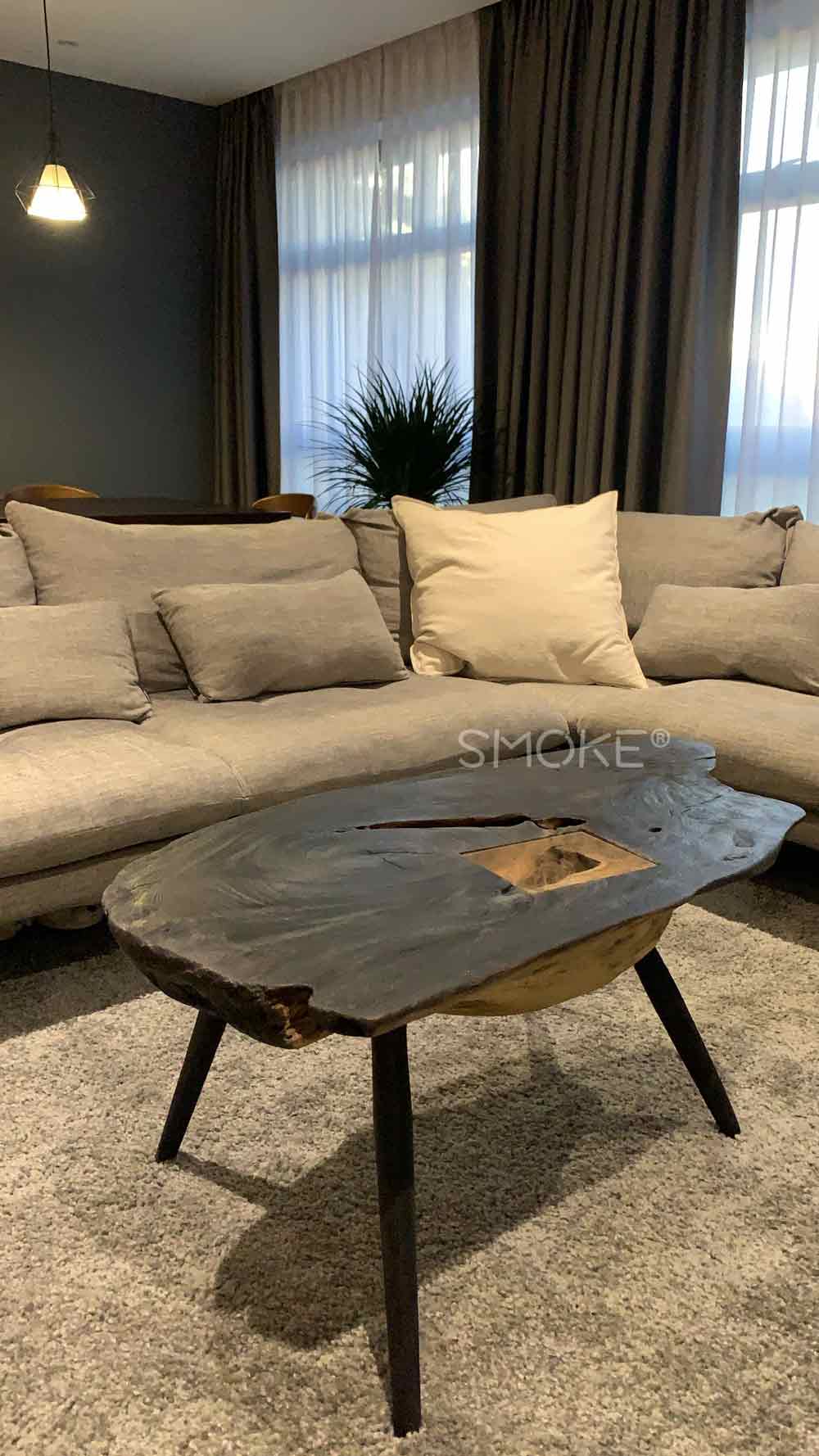 charred coffee table