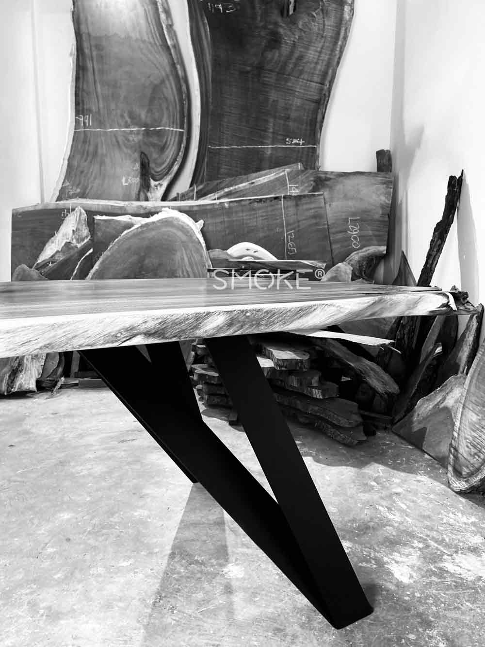 designer stand with solid wood table top