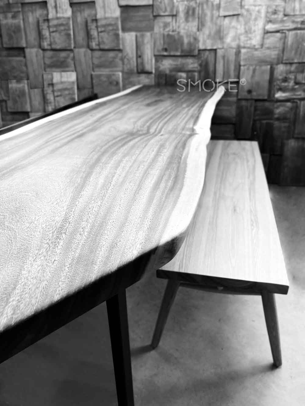 wooden dining table with bench