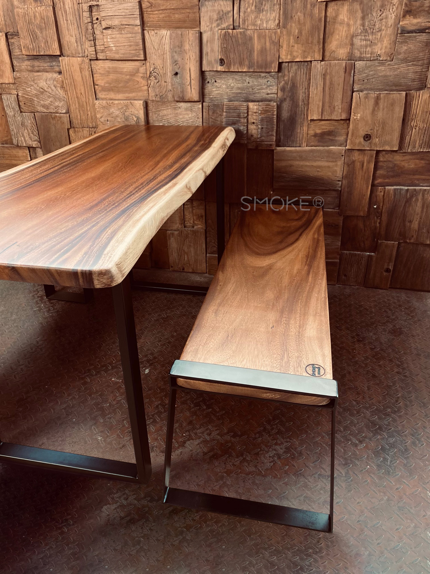 Bespoke wooden designer Robson bench Smoke Singapore