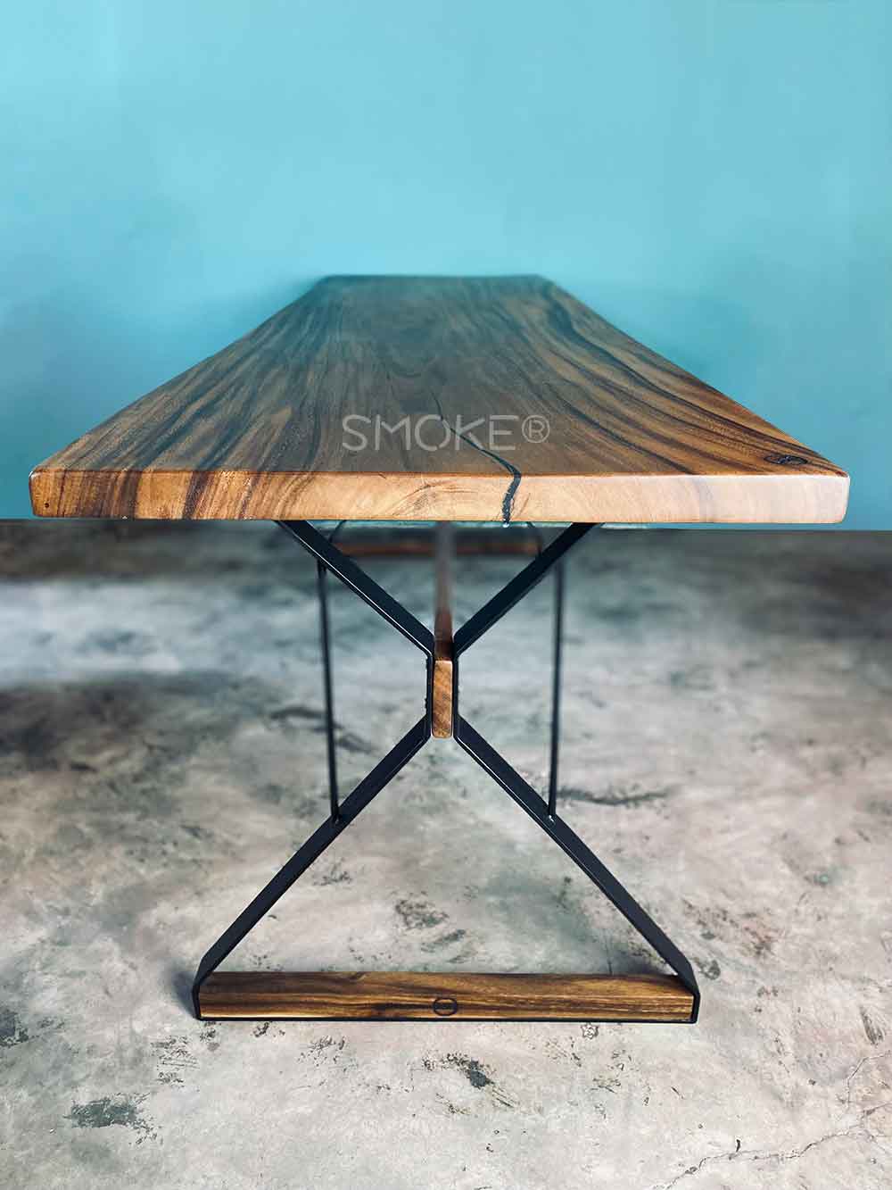 Reclaimed single slab wooden dining table