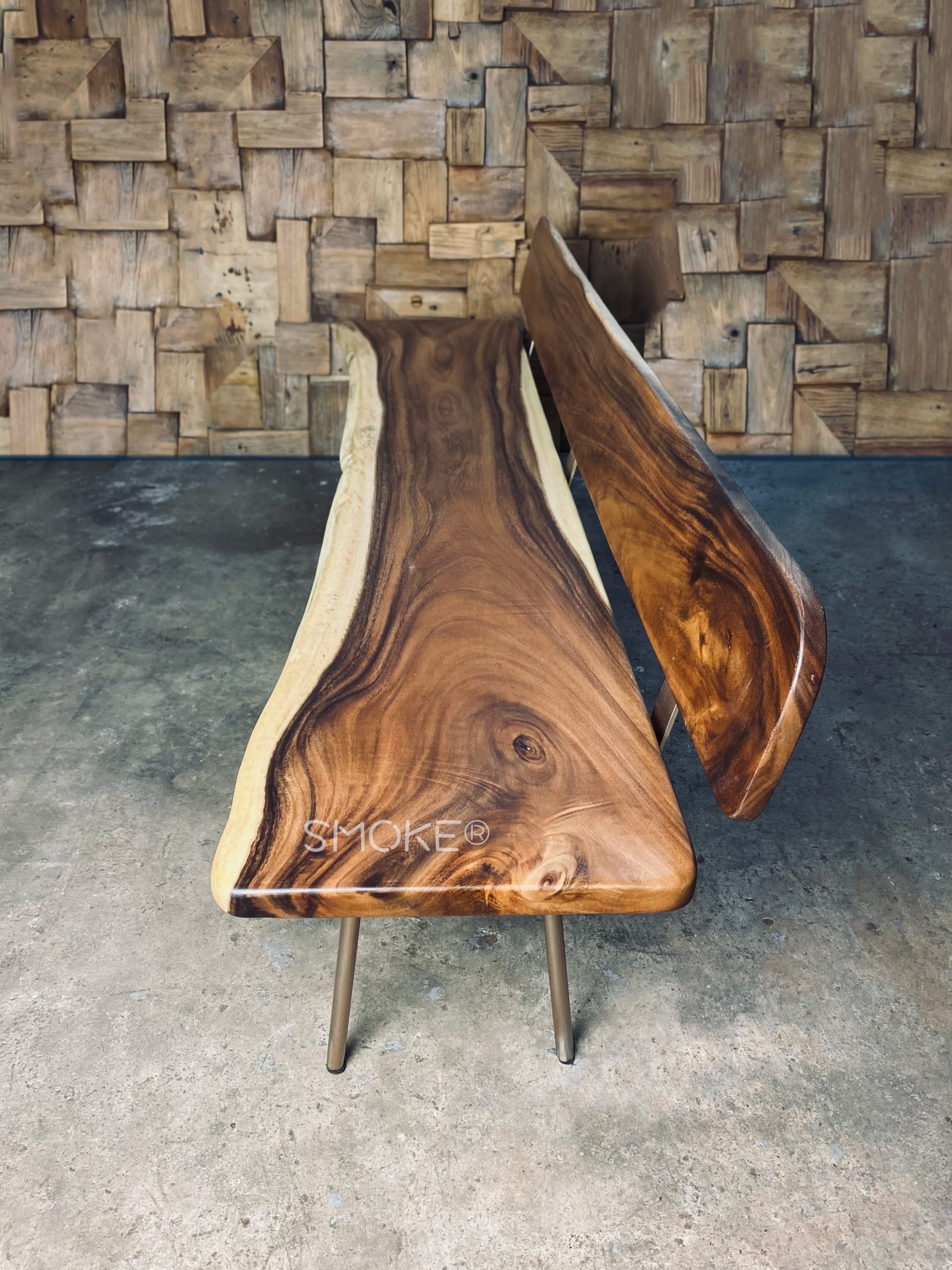 Live Edge Wooden Suar Wood Bench Singapore Custom